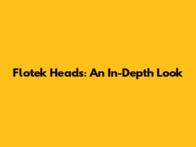 **Flotek Heads: An In-Depth Look**