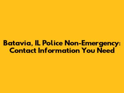 Batavia, IL Police Non-Emergency: Contact Information You Need