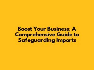 Boost Your Business: A Comprehensive Guide to Safeguarding Imports