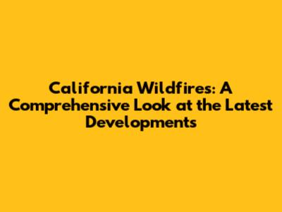 California Wildfires: A Comprehensive Look at the Latest Developments