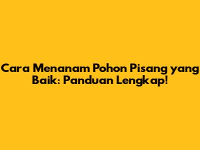 Cara Menanam Pohon Pisang yang Baik: Panduan Lengkap!