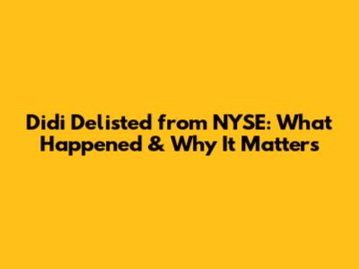 Didi Delisted from NYSE: What Happened & Why It Matters