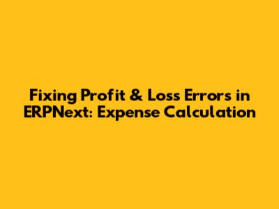 Fixing Profit & Loss Errors in ERPNext: Expense Calculation