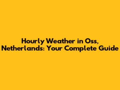 Hourly Weather in Oss, Netherlands: Your Complete Guide