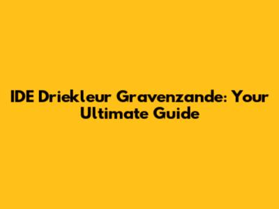 IDE Driekleur Gravenzande: Your Ultimate Guide