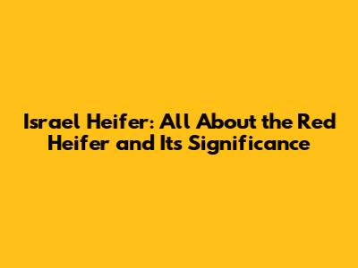 Israel Heifer: All About the Red Heifer and Its Significance