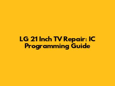 LG 21 Inch TV Repair: IC Programming Guide