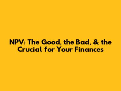 NPV: The Good, the Bad, & the Crucial for Your Finances