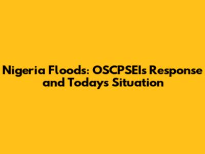 Nigeria Floods: OSCPSEI's Response and Today's Situation