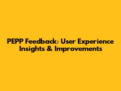 PEPP Feedback: User Experience Insights & Improvements