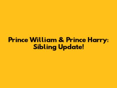 Prince William & Prince Harry: Sibling Update!