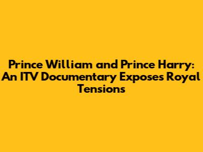 Prince William and Prince Harry: An ITV Documentary Exposes Royal Tensions