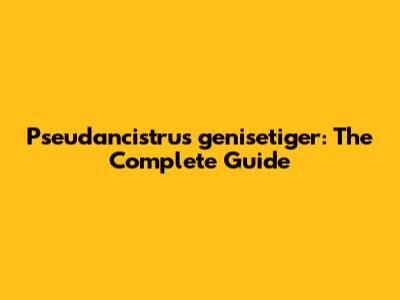 Pseudancistrus genisetiger: The Complete Guide