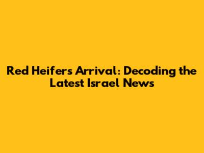 Red Heifer's Arrival: Decoding the Latest Israel News