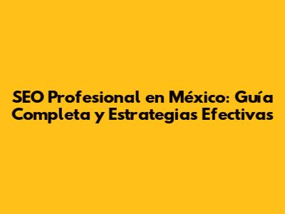 SEO Profesional en México: Guía Completa y Estrategias Efectivas