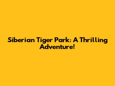 Siberian Tiger Park: A Thrilling Adventure!