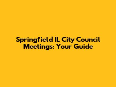 Springfield IL City Council Meetings: Your Guide