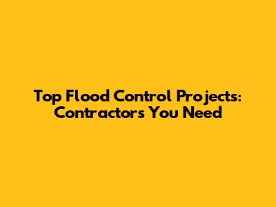 Top Flood Control Projects: Contractors You Need