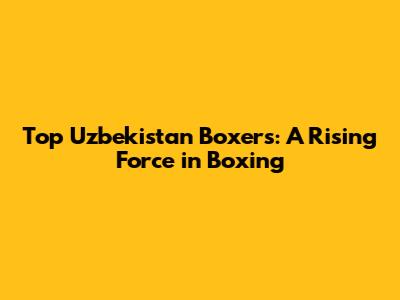 Top Uzbekistan Boxers: A Rising Force in Boxing