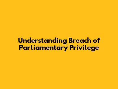Understanding Breach of Parliamentary Privilege