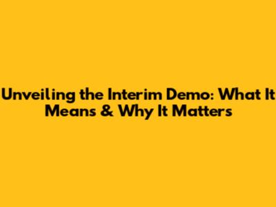 Unveiling the Interim Demo: What It Means & Why It Matters