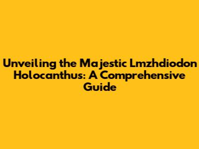 Unveiling the Majestic Lmzhdiodon Holocanthus: A Comprehensive Guide
