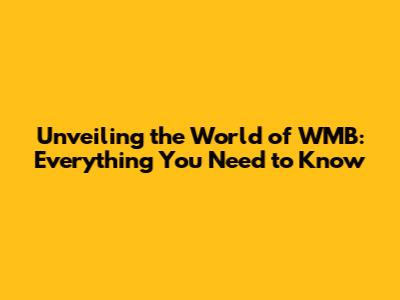 Unveiling the World of WMB: Everything You Need to Know