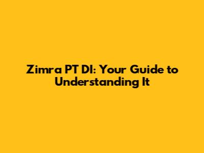 Zimra PT DI: Your Guide to Understanding It